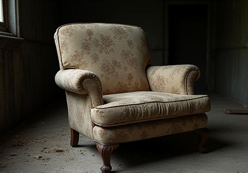 Before: A rickety old armchair with worn fabric.