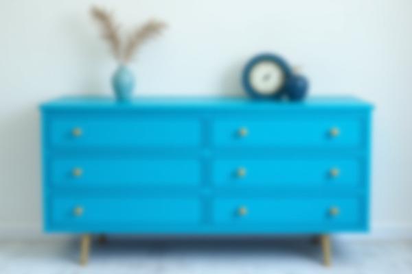 The Azure Mid-Century Dresser, a recently flipped vintage piece available for sale.
