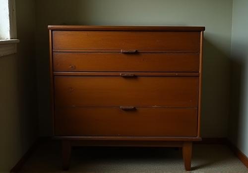 Before: A drab brown 70s dresser in poor condition.