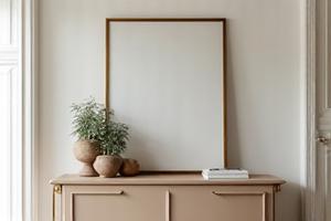 A beautifully styled living room featuring a newly flipped vintage furniture piece as the centerpiece for its 'Debut'.